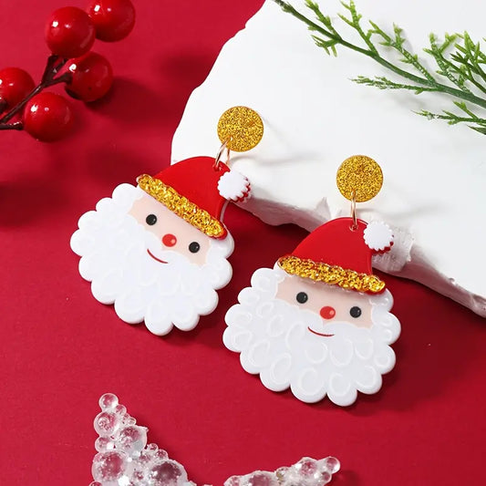 Acrylic Santa Claus Droplet Earrings